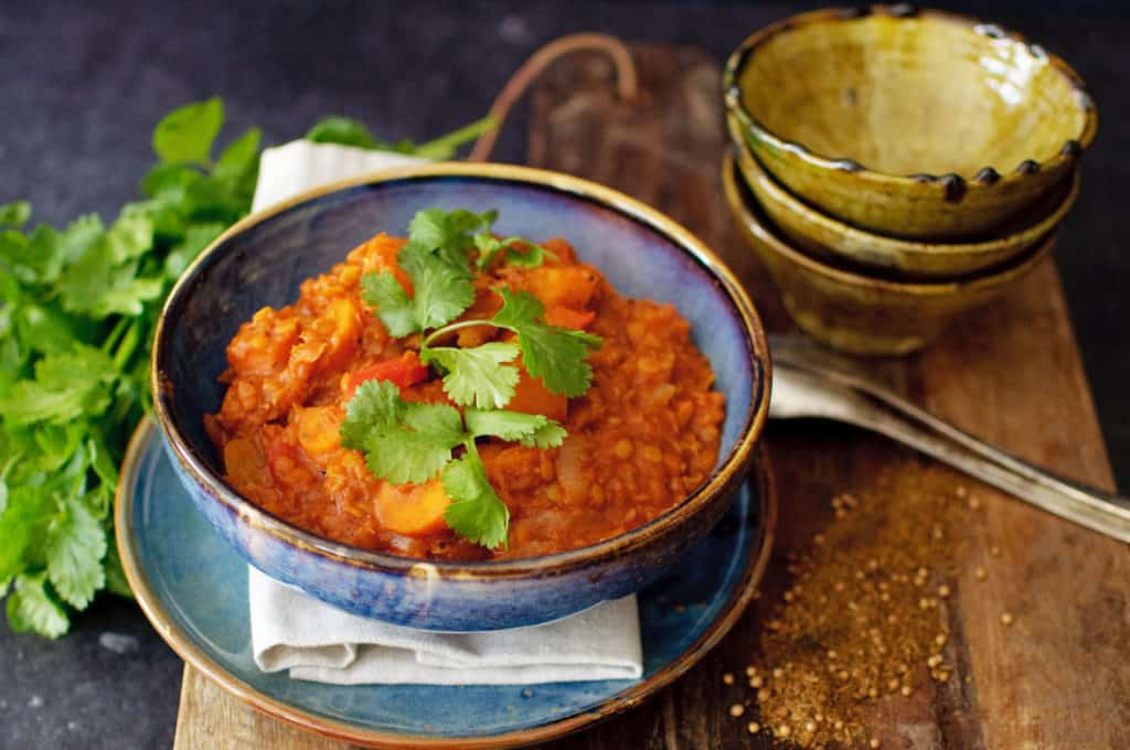 Vegetarische curry met linzen