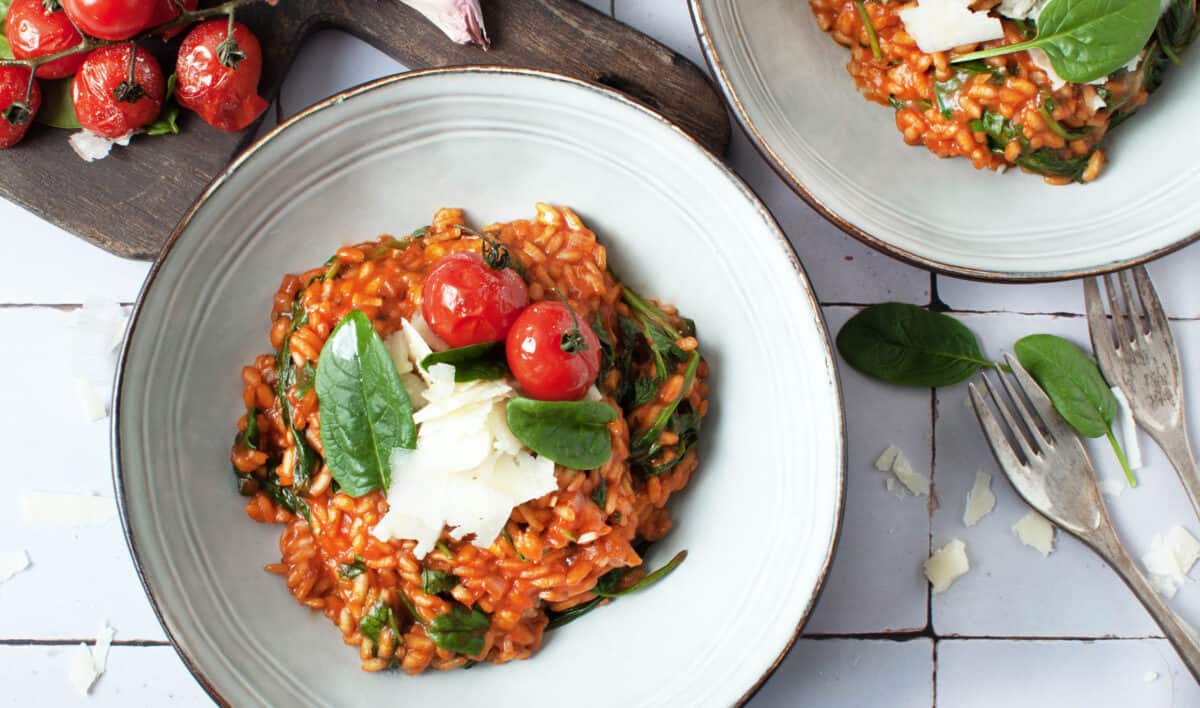 Risotto met tomaat ricotta & spinazie